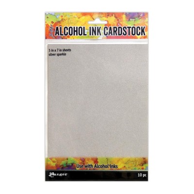 Alcohol Ink Cardstock Silver Sparkle 5x7