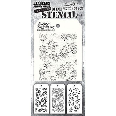 Tim Holtz Collection MINI Layering Stencil 3 Small Stencils ABC letters,  Screws & Hands Pointing Directions Designs Set #29