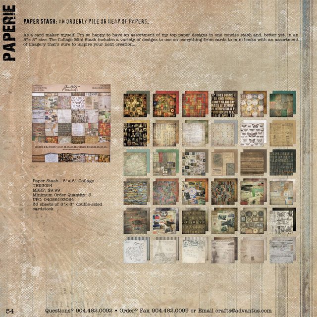 Tim Holtz Idea-ology Paper Stash Paper Pad 8X8 36/Sheets-Double-Sided  Menagerie