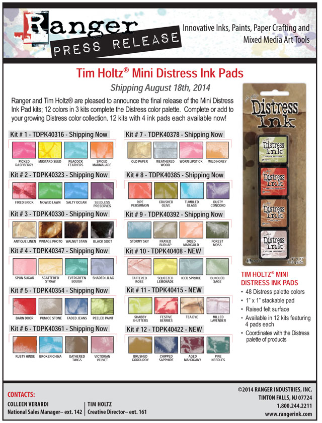 Tim Holtz Distress Archival Ink Mini Kit #4 AITK75110