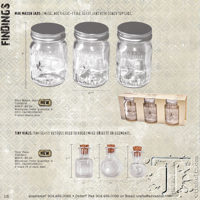 Tim Holtz Idea-Ology Findings - 9 Fialette in Vetro con Tappi in Sughero :  : Casa e cucina