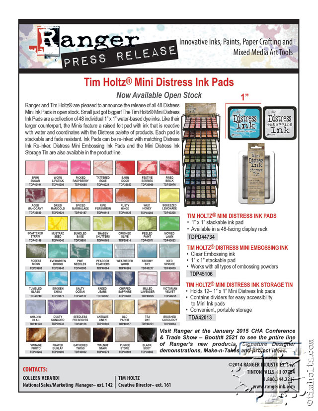 Tim Holtz Distress Stain Color Chart