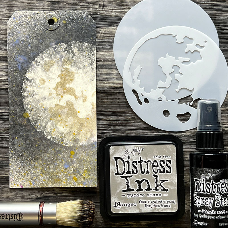  Tim Holtz Distress Pearlescent Crayons, Halloween 2022 Release,  Sets #3 and #4, Tim Holtz Black Two-Tone Woodgrain Cardstock, Carnora Amber  Spray Bottle, Bundle of 4 Items