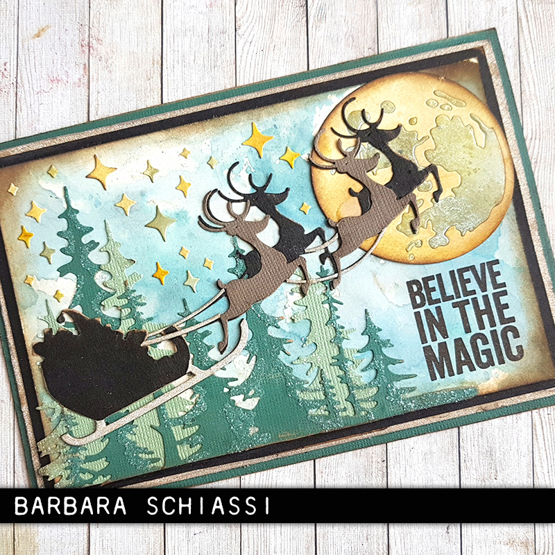 The Artful Maven: Tim Holtz Sizzix Christmas 2023 - Holiday Knit Forest  Shadows and Reindeer Sleigh Christmas Card