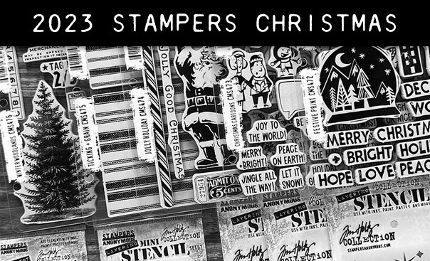 Tim Holtz Stampers Anonymous FESTIVE PRINT Stamp Set Christmas Holiday  2023